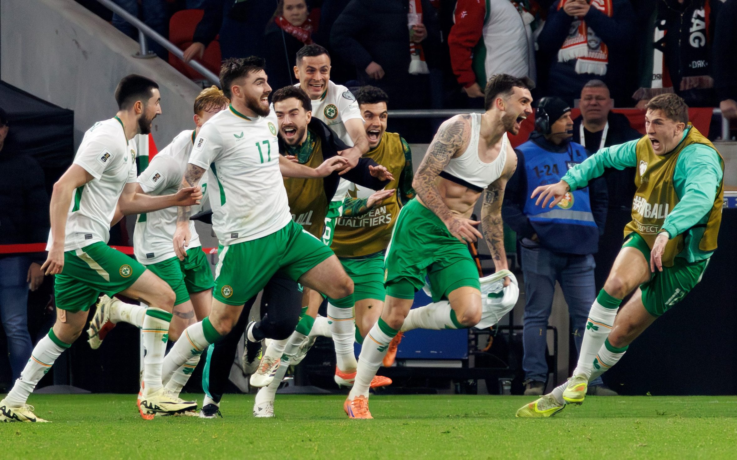 Republic of Ireland reached the play-offs thanks to Troy Parrott’s hat-trick in Budapest - Getty Images/Laszlo Szirtesi
