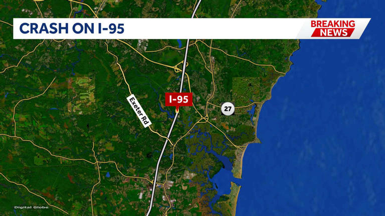 Open-road tolling lanes shut down on I-95 South in Hampton after crash