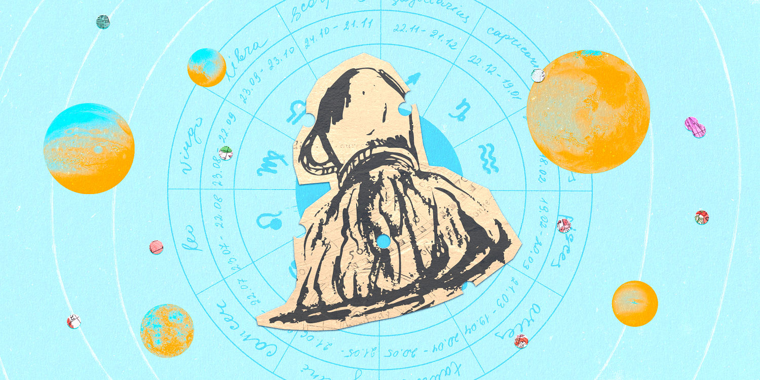 Paper cutout of the aquarius zodiac on a blue background (TODAY Illustration / Getty Images)