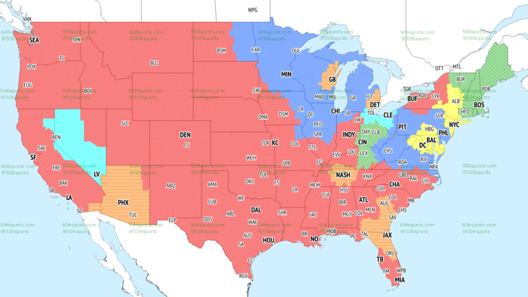 TV broadcast maps and announcers for Week 12 of the 2025 season