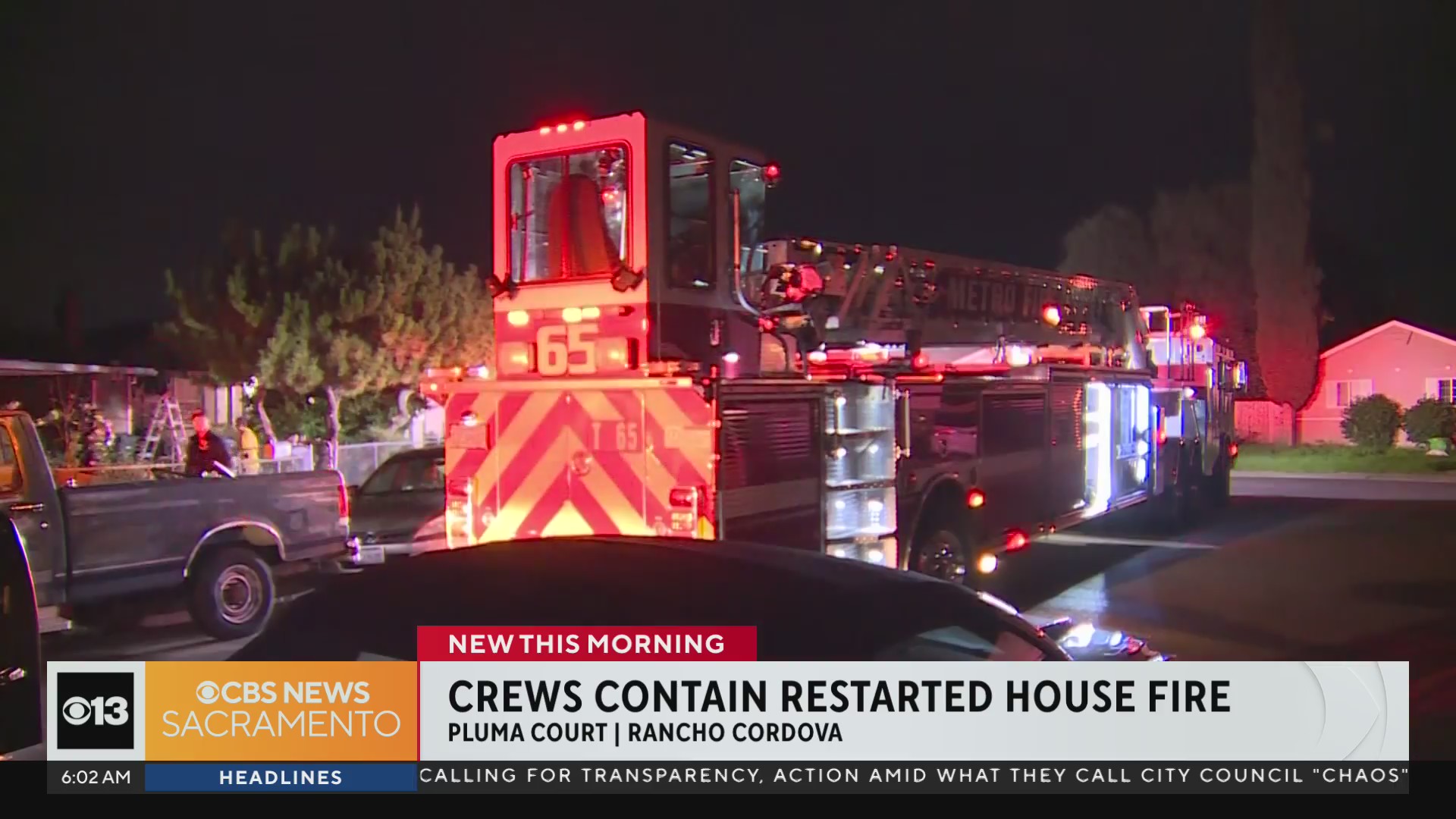 Crews contain restarted house fire in Rancho Cordova