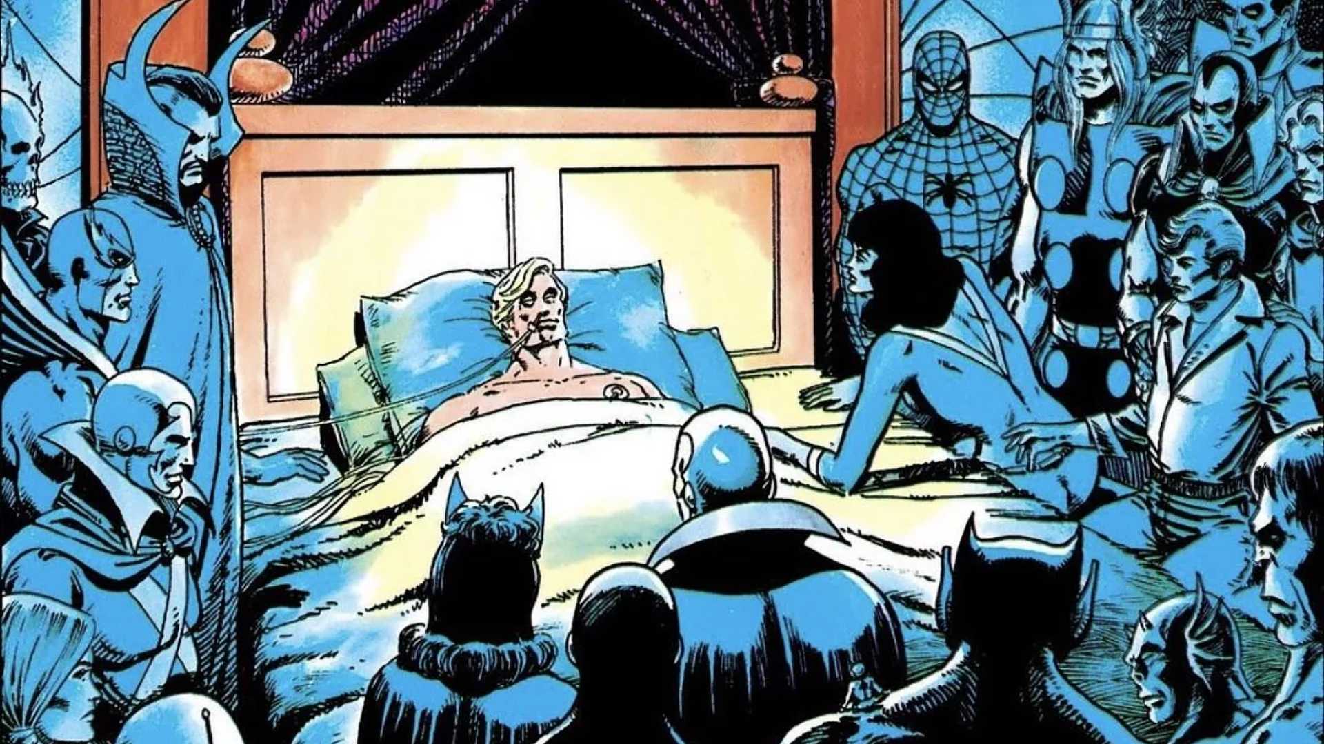 Mar-Vell dies surrounded by Marvel's most famous heroes