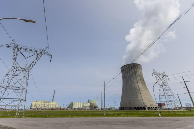 A cooling tower at a nuclear station in Scriba, New York.