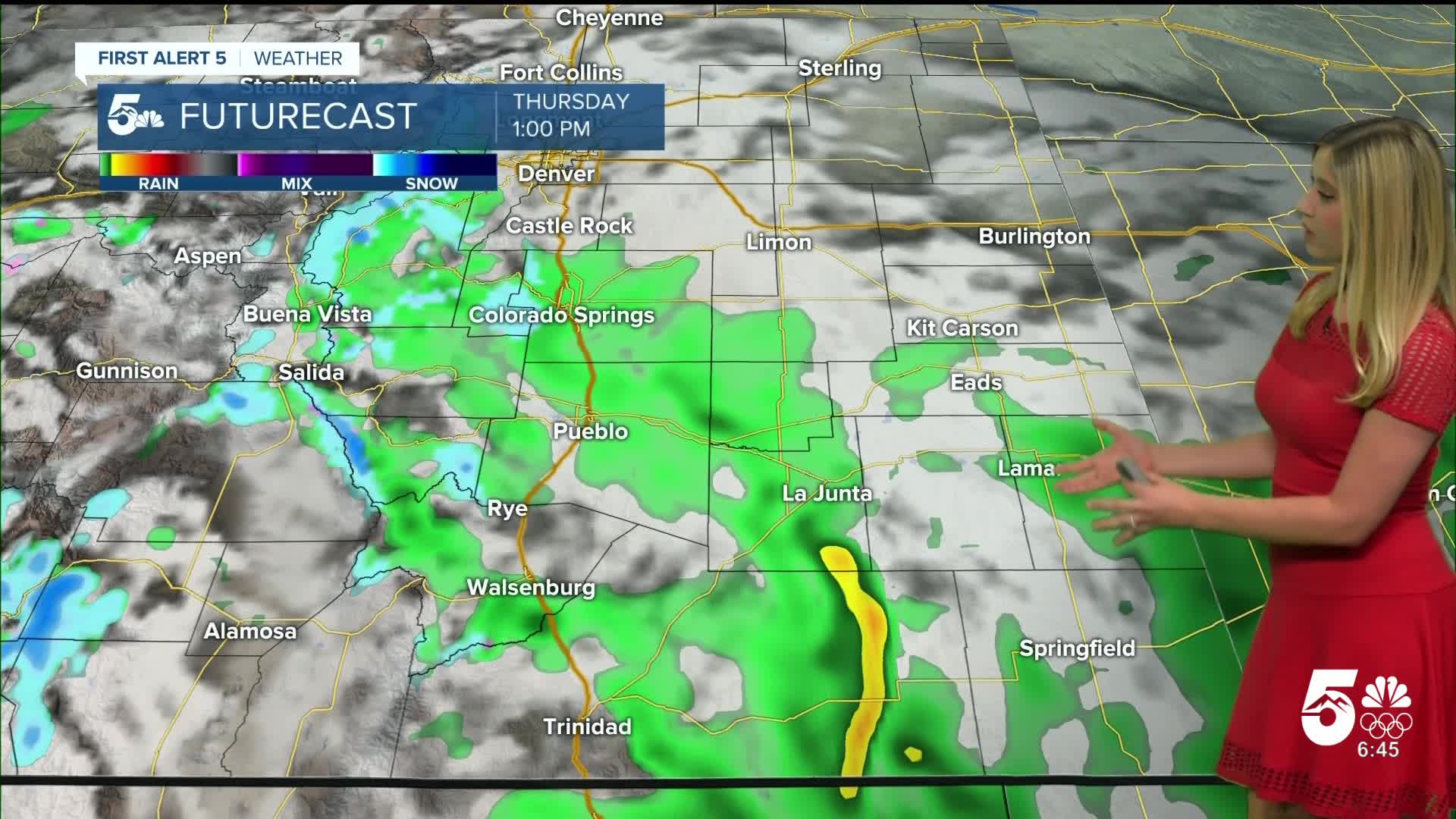 Rain and snow move through southern Colorado on Thursday