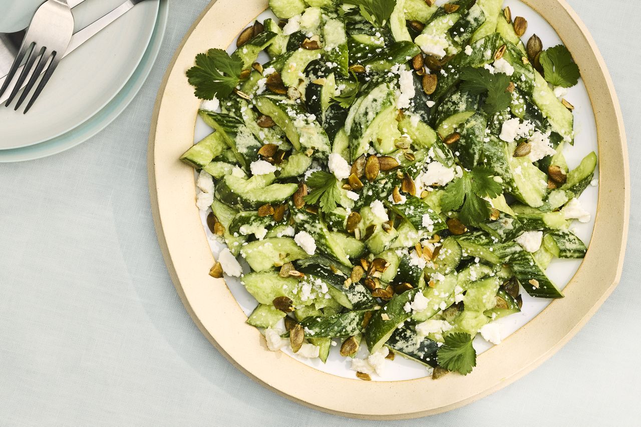 Crushed Cucumber Salad with Tomatillo Dressing