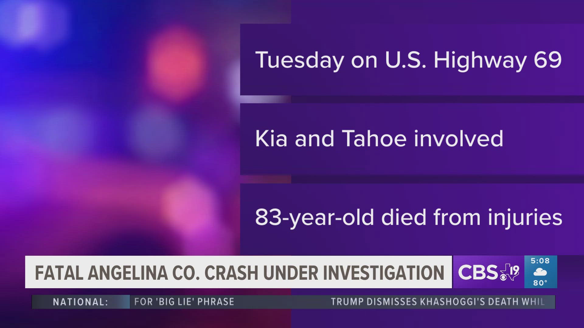 Elderly woman killed, 2 people injured after East Texas crash