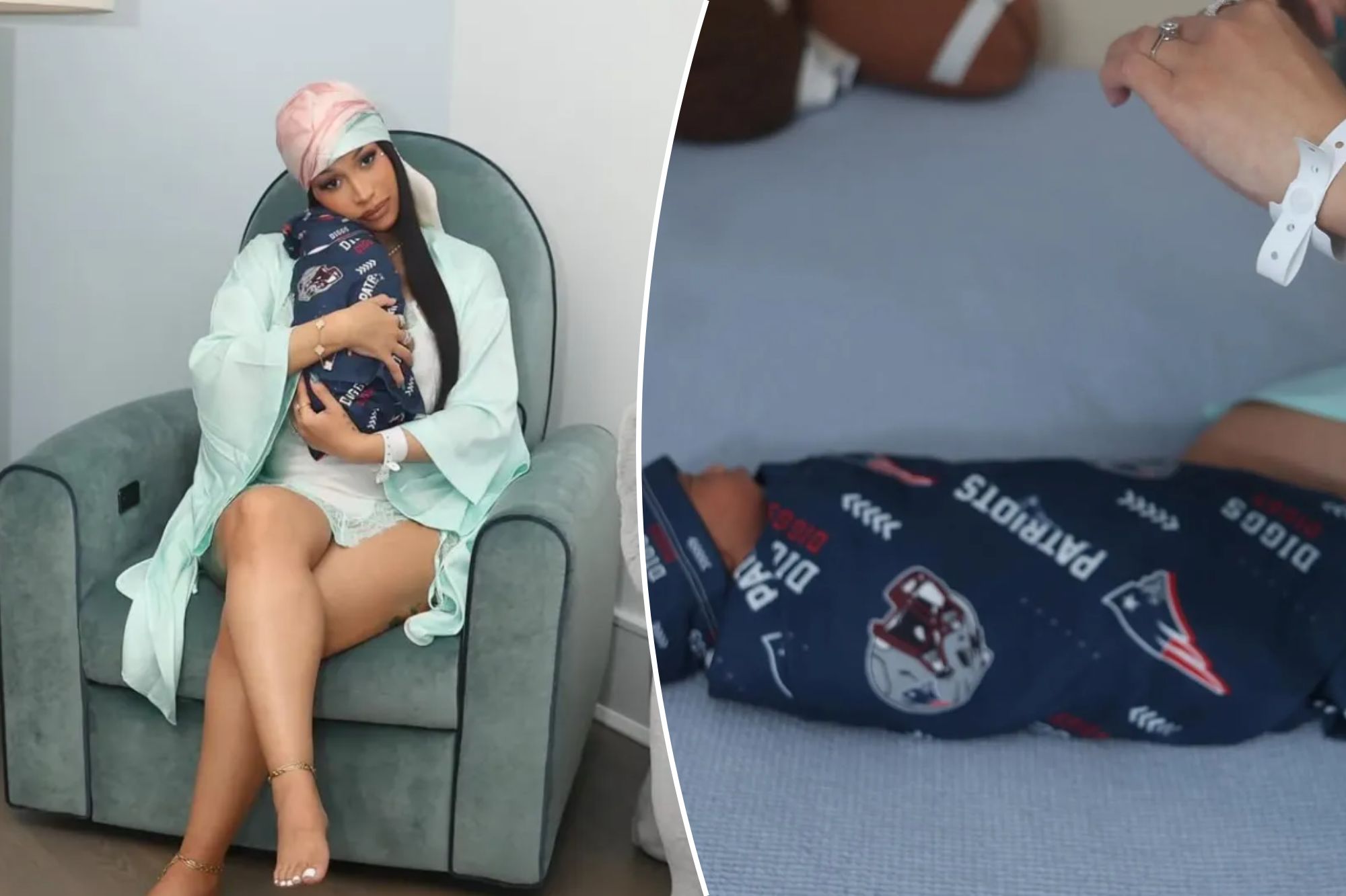 Cardi B's first pictures of baby with Patriots star Stefon Diggs come with intrigue