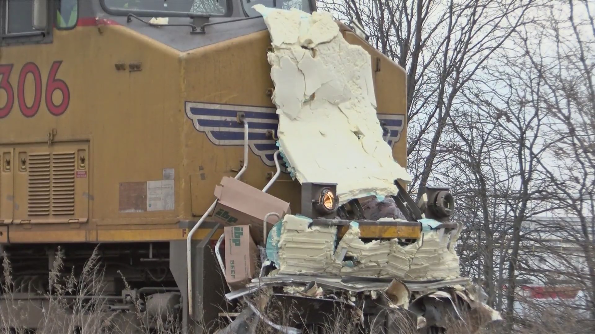 No Injuries in Semi vs Train Crash