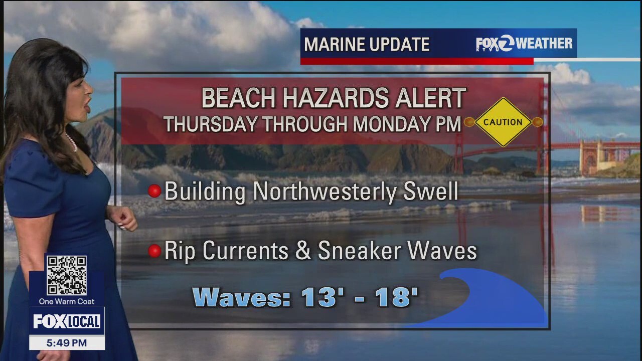 Beach hazard alert along the California coast