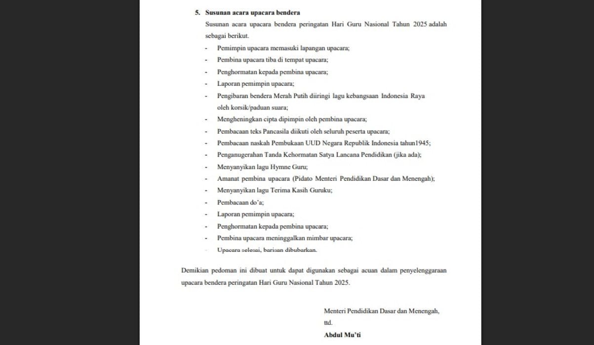 AA1QNLUa Urutan Upacara HGN 2025: Panduan Resmi Kemendikdasmen untuk Guru dan Peserta