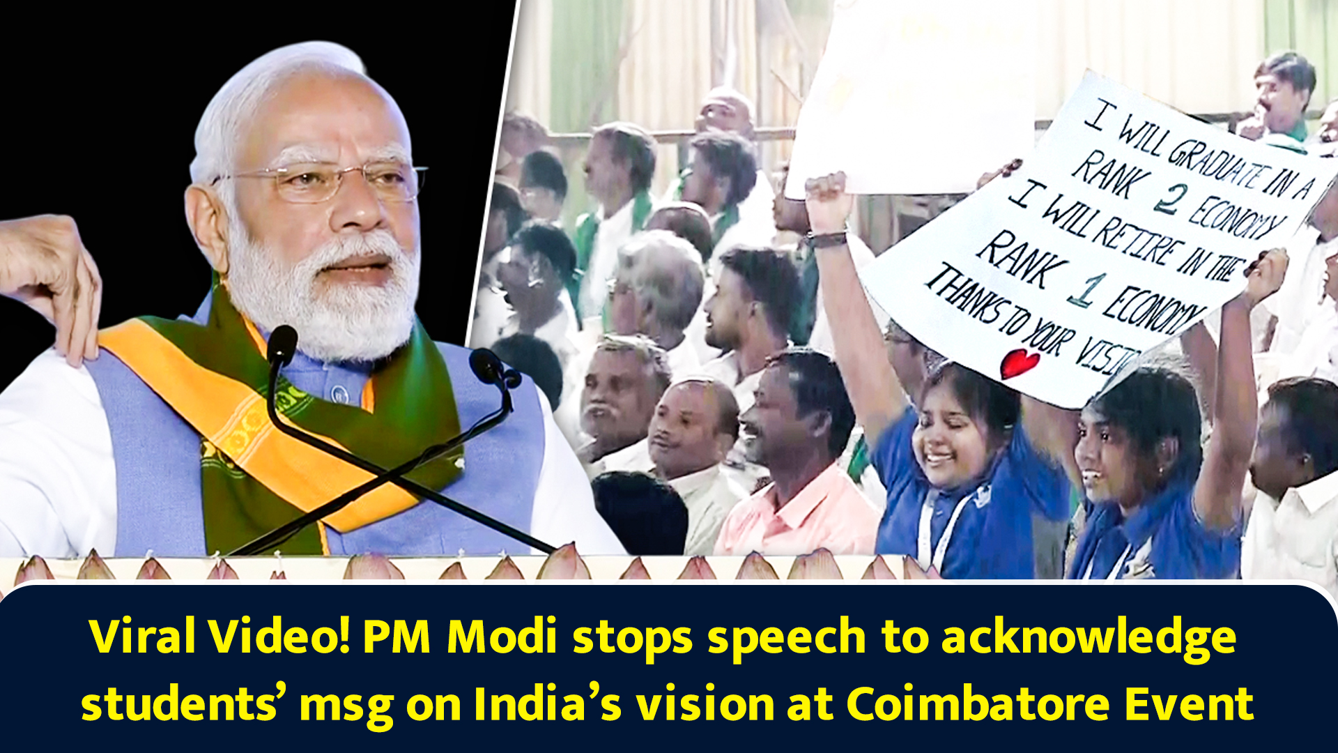 Viral Video! PM Modi stops speech to acknowledge students’ msg on India ...