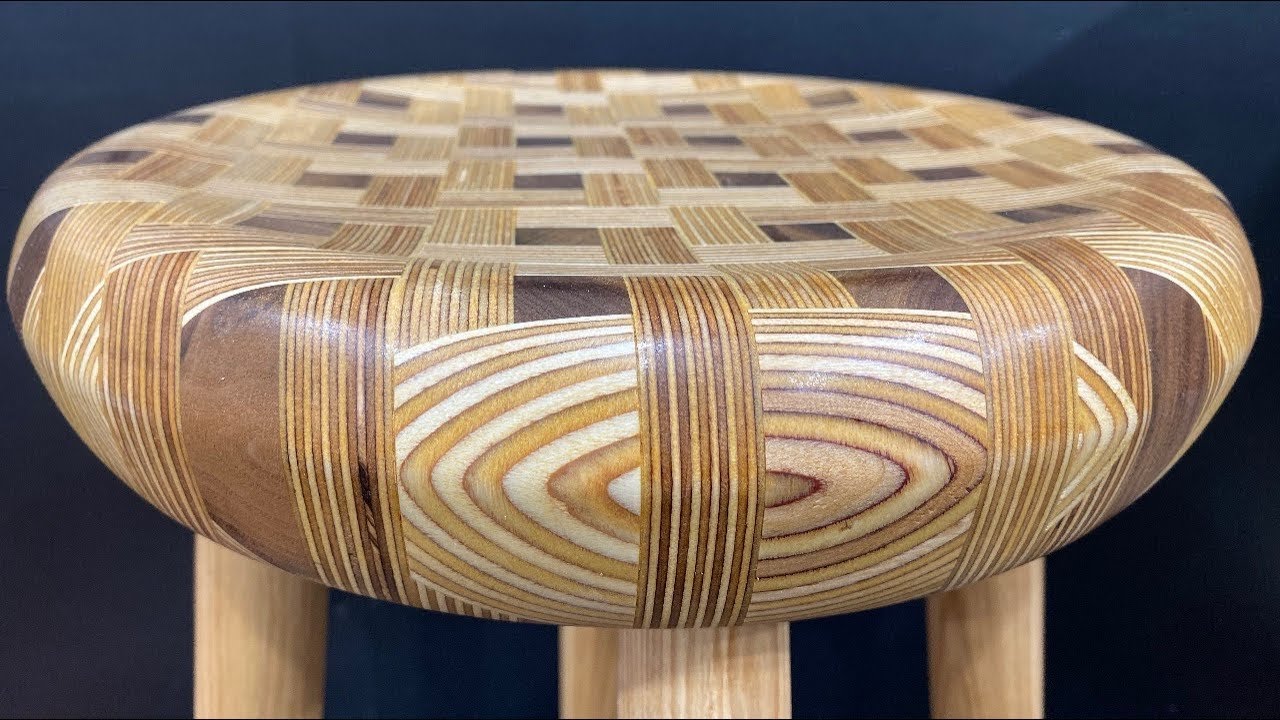Detailed techniques used to form a woven plywood stool