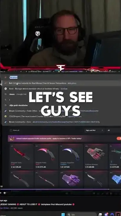 Olofmeister checking his skins inventory value after the market crash # ...