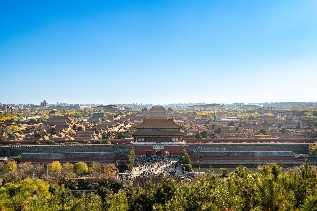 北京深秋故宫全景