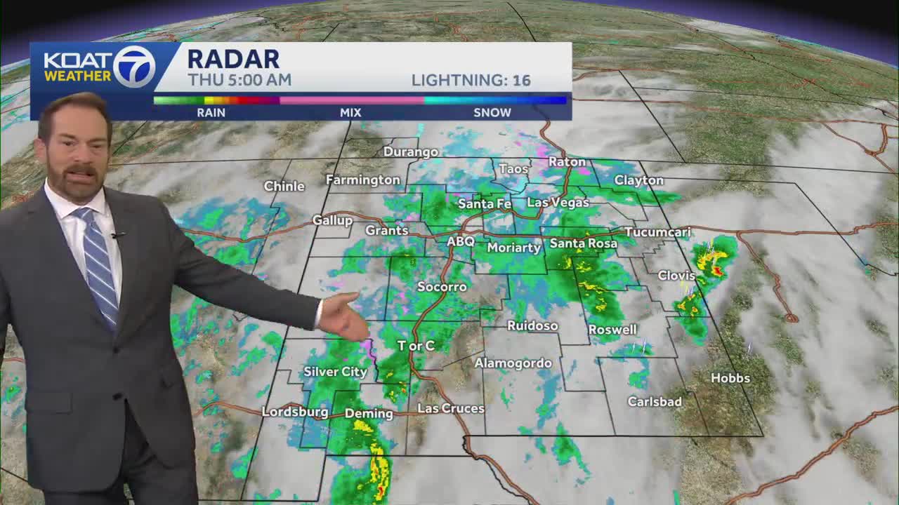Rain and snow in New Mexico Thursday morning