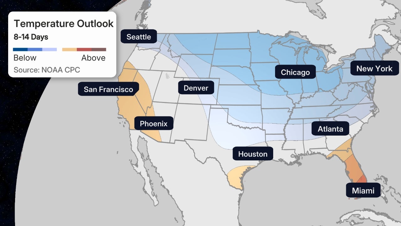 Forecast Temperatures Compared To Average: November 27 - December 3