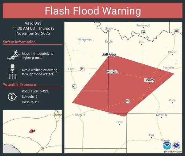 Early morning storms cause Flash Flood Warnings in several Concho ...
