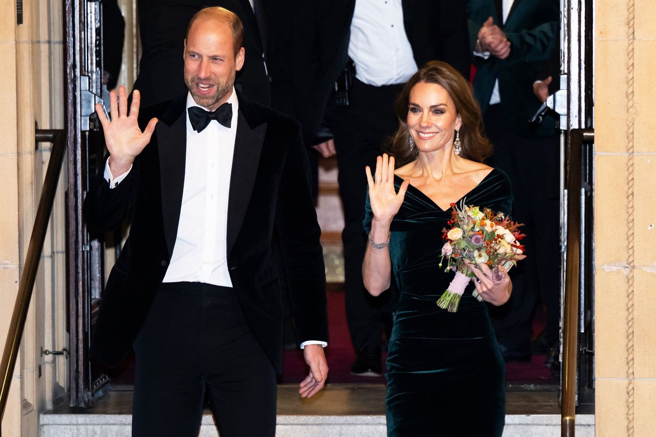 Samir Hussein/WireImage Prince William and Kate Middleton leave the Royal Variety Performance at Royal Albert Hall on Nov. 19, 2025 in London.