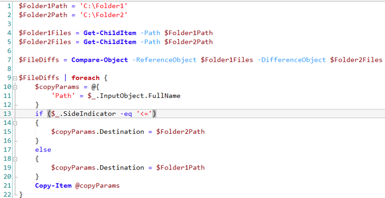 How to sync folders with PowerShell