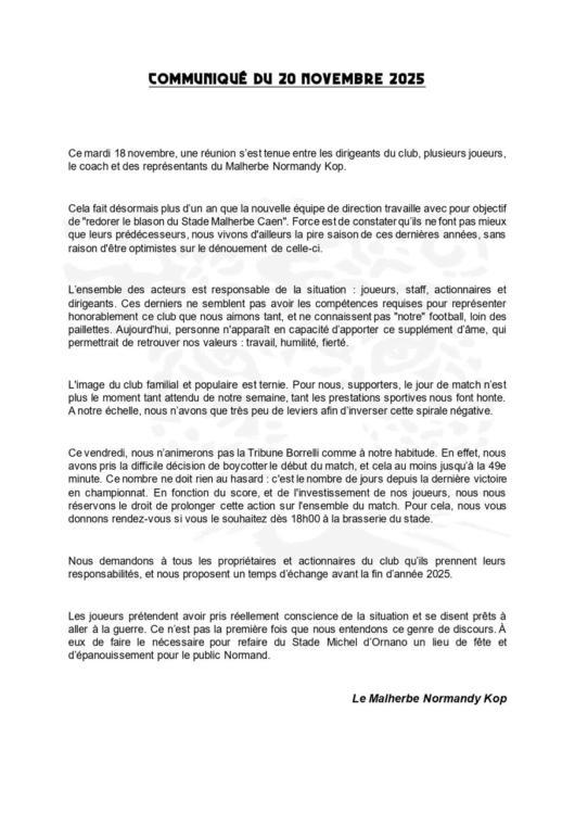 SM Caen. Le Malherbe Normandy Kop « écœuré » après le départ de Nicolas Seube