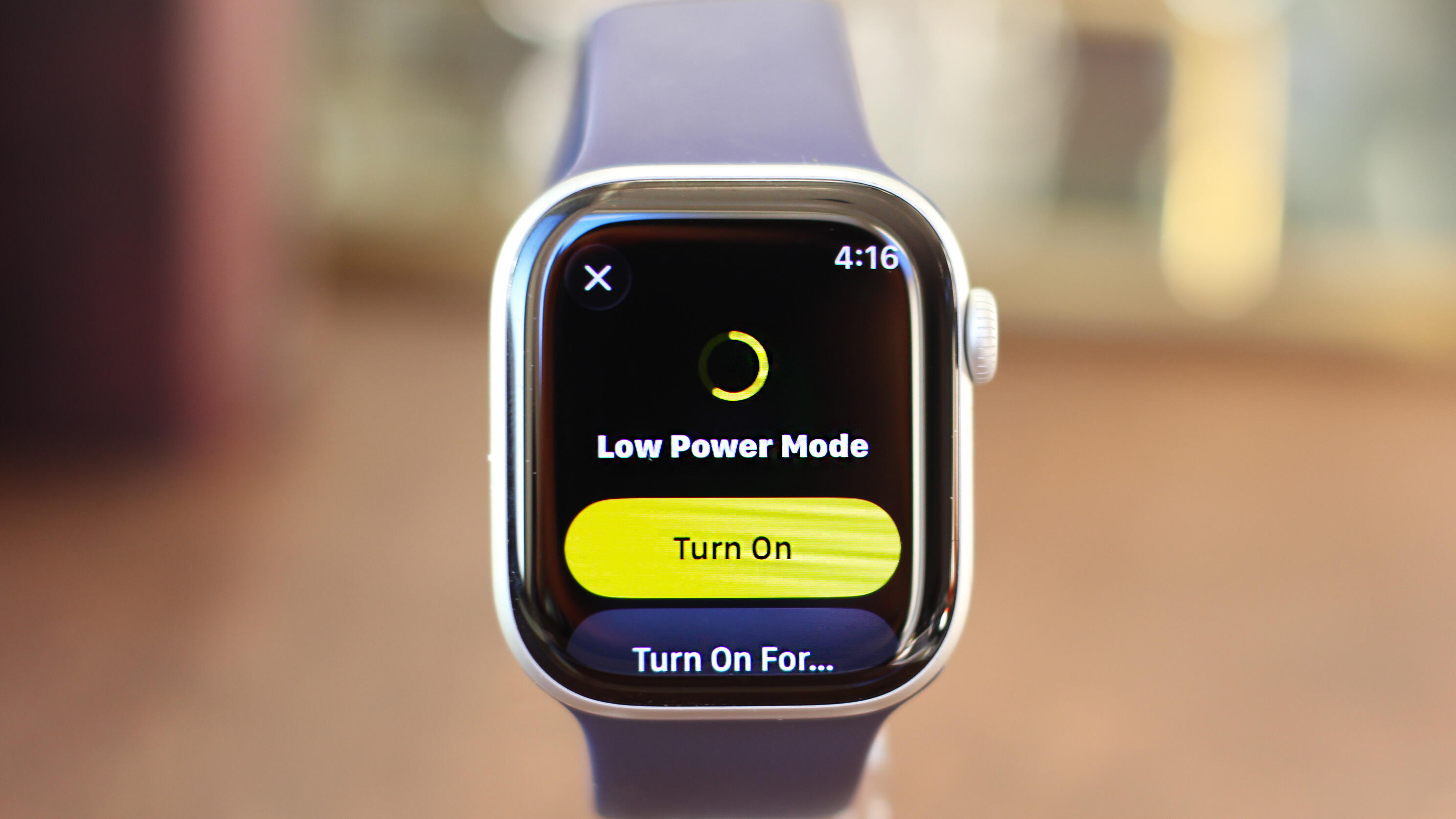 Low power mode on the Apple Watch disables the always-on display, turns off auto-start for workouts and pauses background readings.