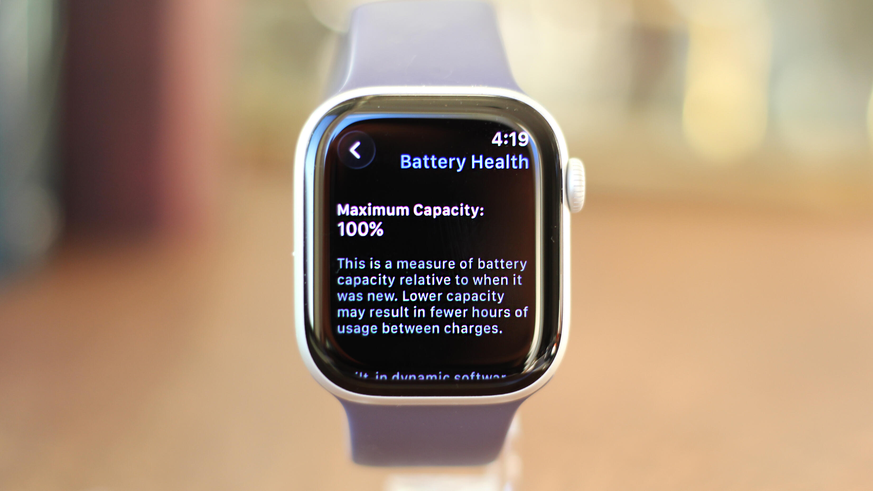 A battery health of approximately 80% or lower can noticeably decrease battery life on the Apple Watch.