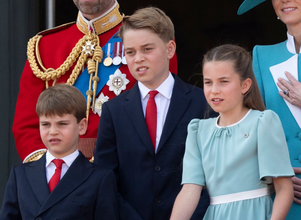 George, Charlotte and Louis on balcony at Trooping the Colour