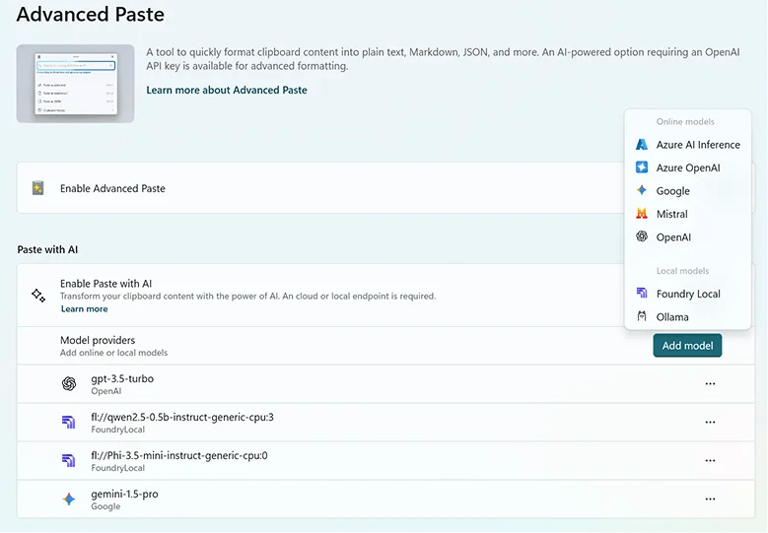 Microsoft’s AI-powered copy and paste can now use on-device AI