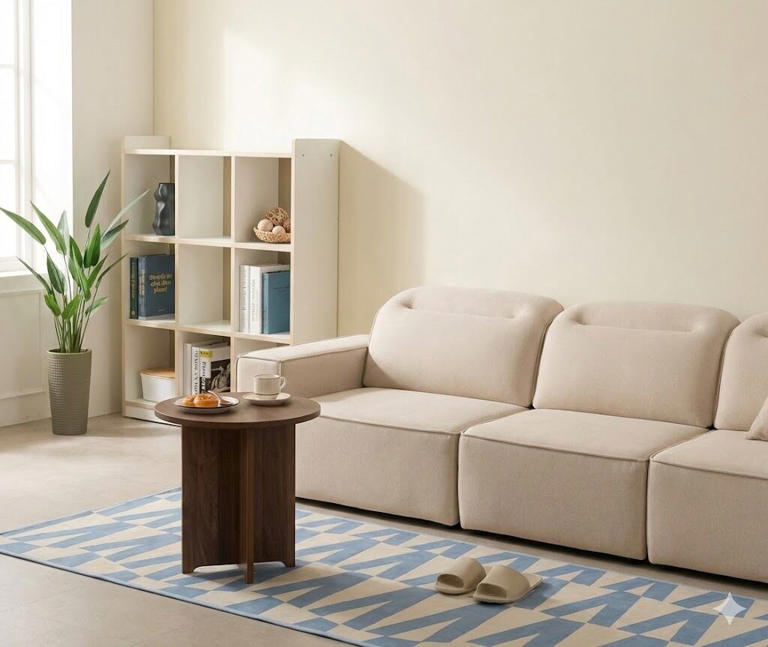 When asked to decorate a living room by providing individual furniture photos and saying “Decorate the living room with these furniture items,” 'Nano Banana Pro' generates an image of a living room with the furniture arranged. /Gemini