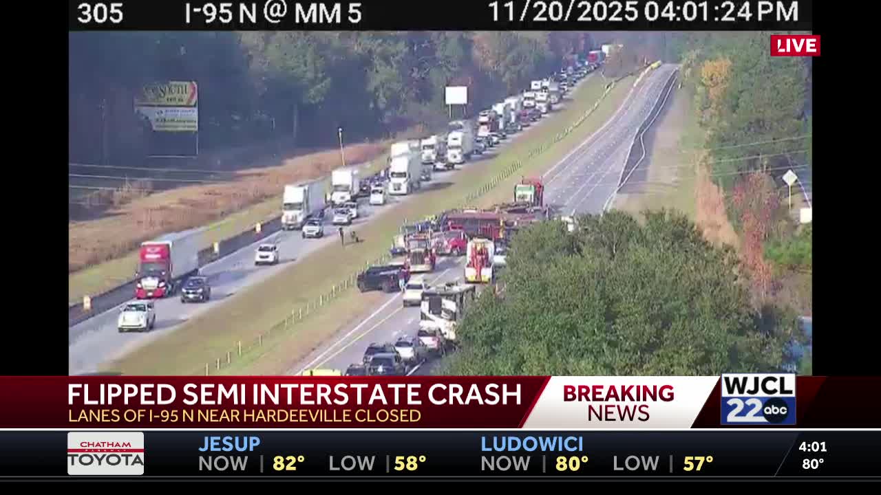 I-95 shut down near Georgia-South Carolina state line