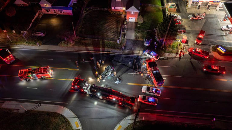 Car catches fire in Silver Spring rollover crash
