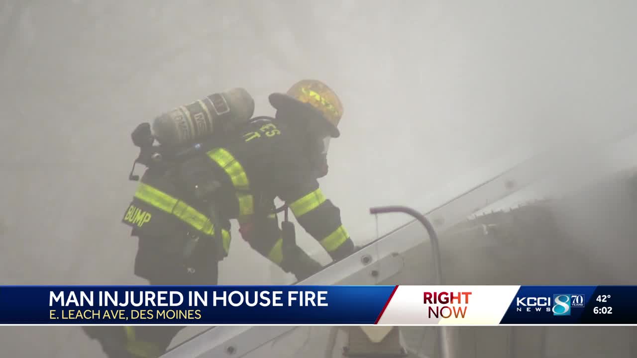 Des Moines house fire near elementary school leaves man critically injured