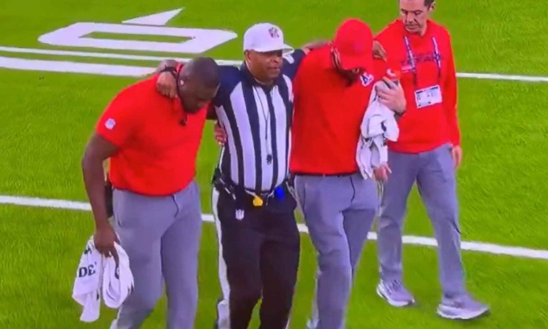 NFL referee carted off after suffering nasty injury in Bills-Texans clash