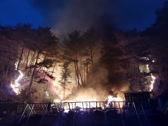 韓国麟蹄山火事2日目、鎮火率68％…ヘリコプター29機を投入