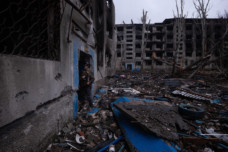 Iryna Rybakova/93RD SEPARATE MECHANIZED BRIGADE - PHOTO: This handout photograph, taken on Nov 12. 2025, and released on Nov. 15, 2025 by the press service of the 93rd Kholodnyi Yar Separate Mechanized Brigade of the Ukrainian Ground Forces, shows a Ukrainian serviceman in the town of Kostyantynivka.