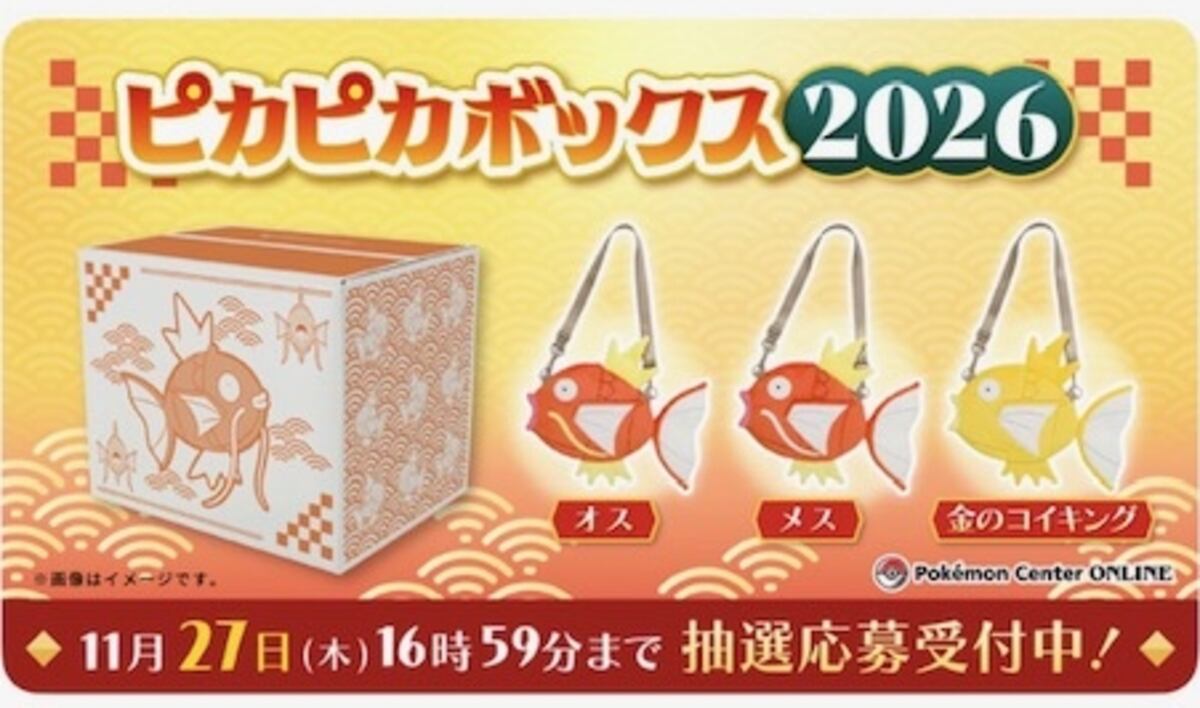 ポケモンセンター コイキングボックス ピカピカボックス 2026 ポケモンセンター福袋「ピカピカボックス2026」 11月27日まで抽選