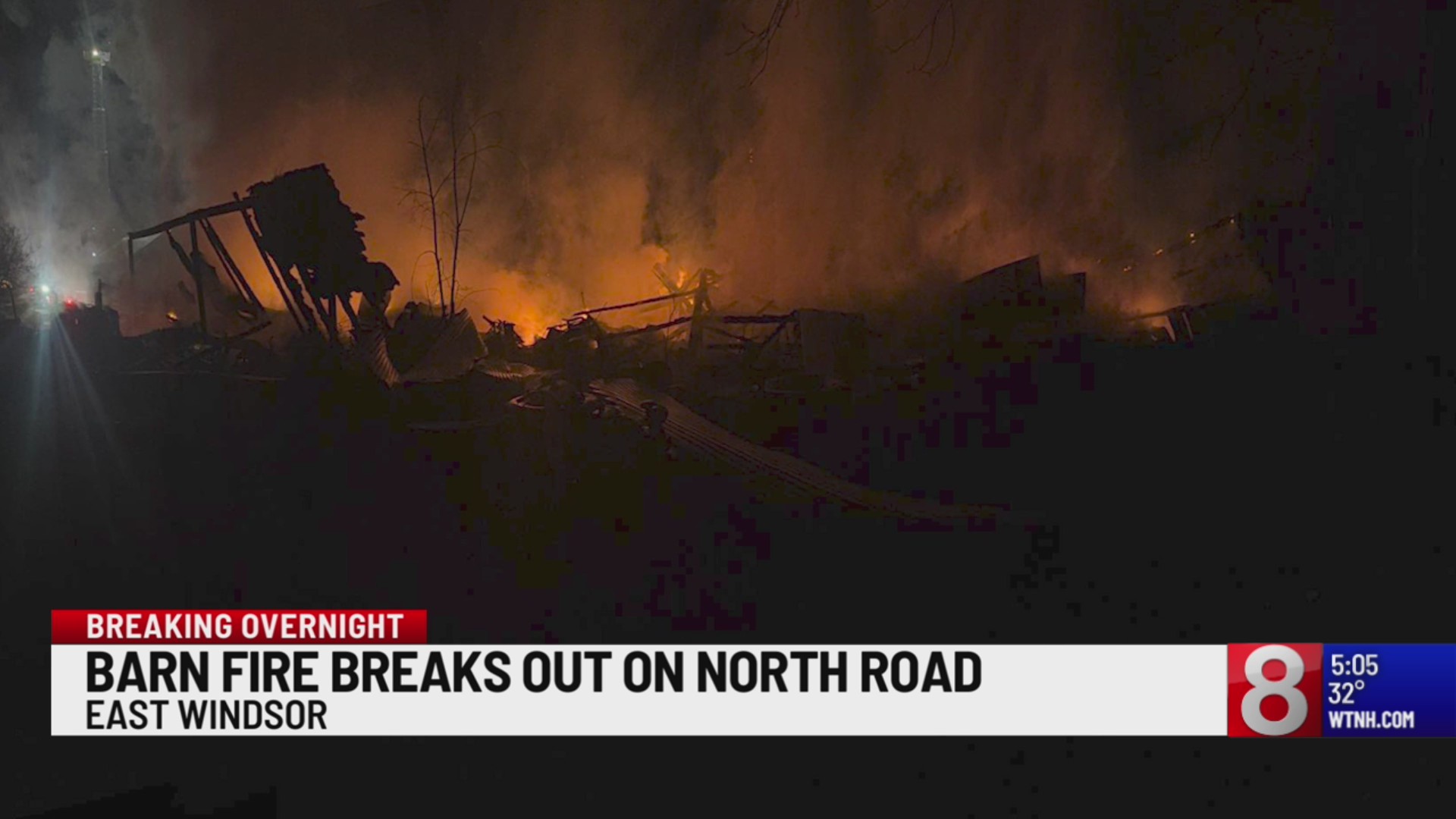 Barn fire shuts down Route 140 in East Windsor