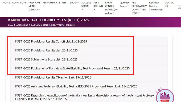 KSET 2025 results declared: Check cut-off and subject-wise scores ...