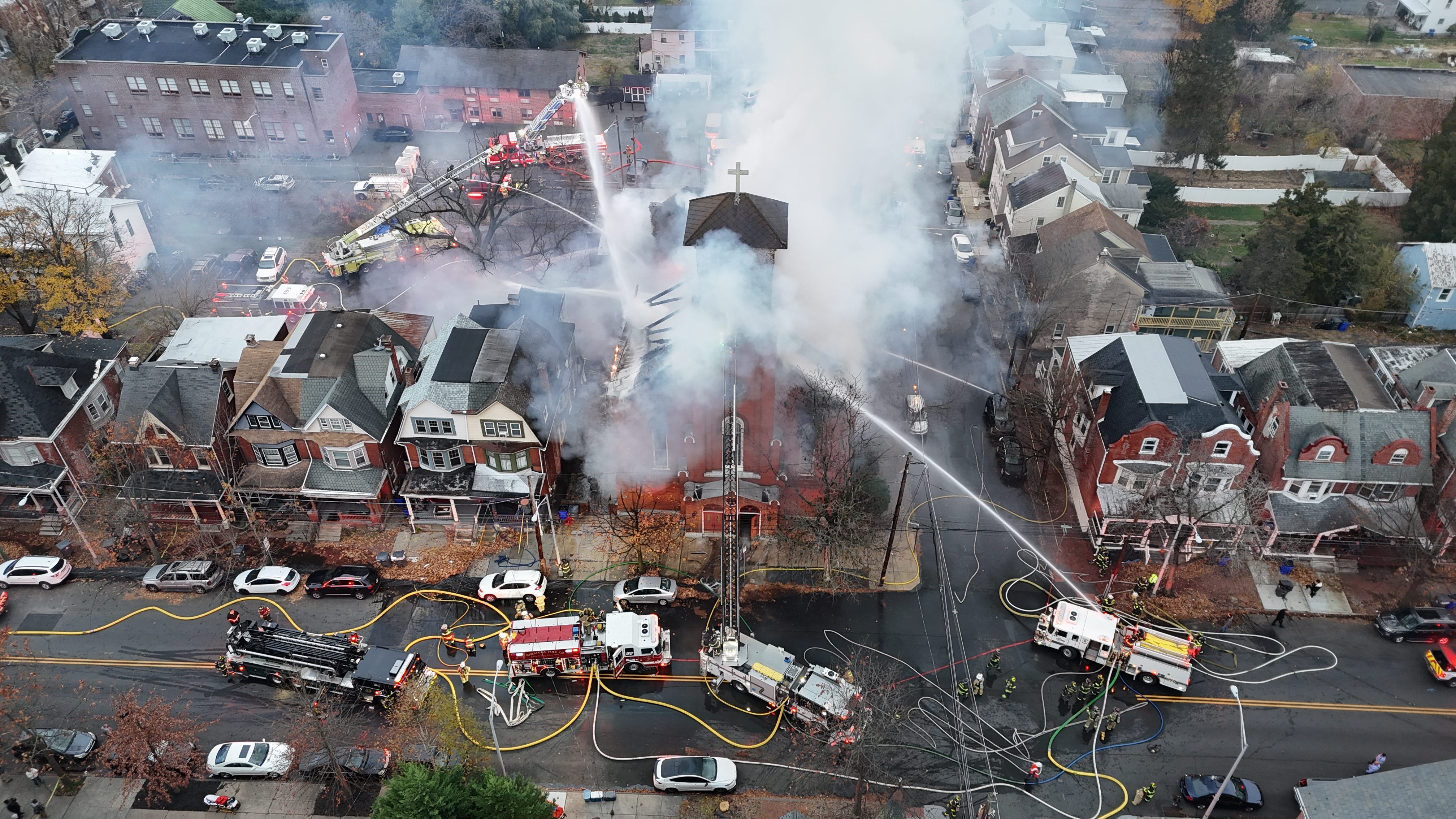 Fire rips through abandoned church in Pottstown