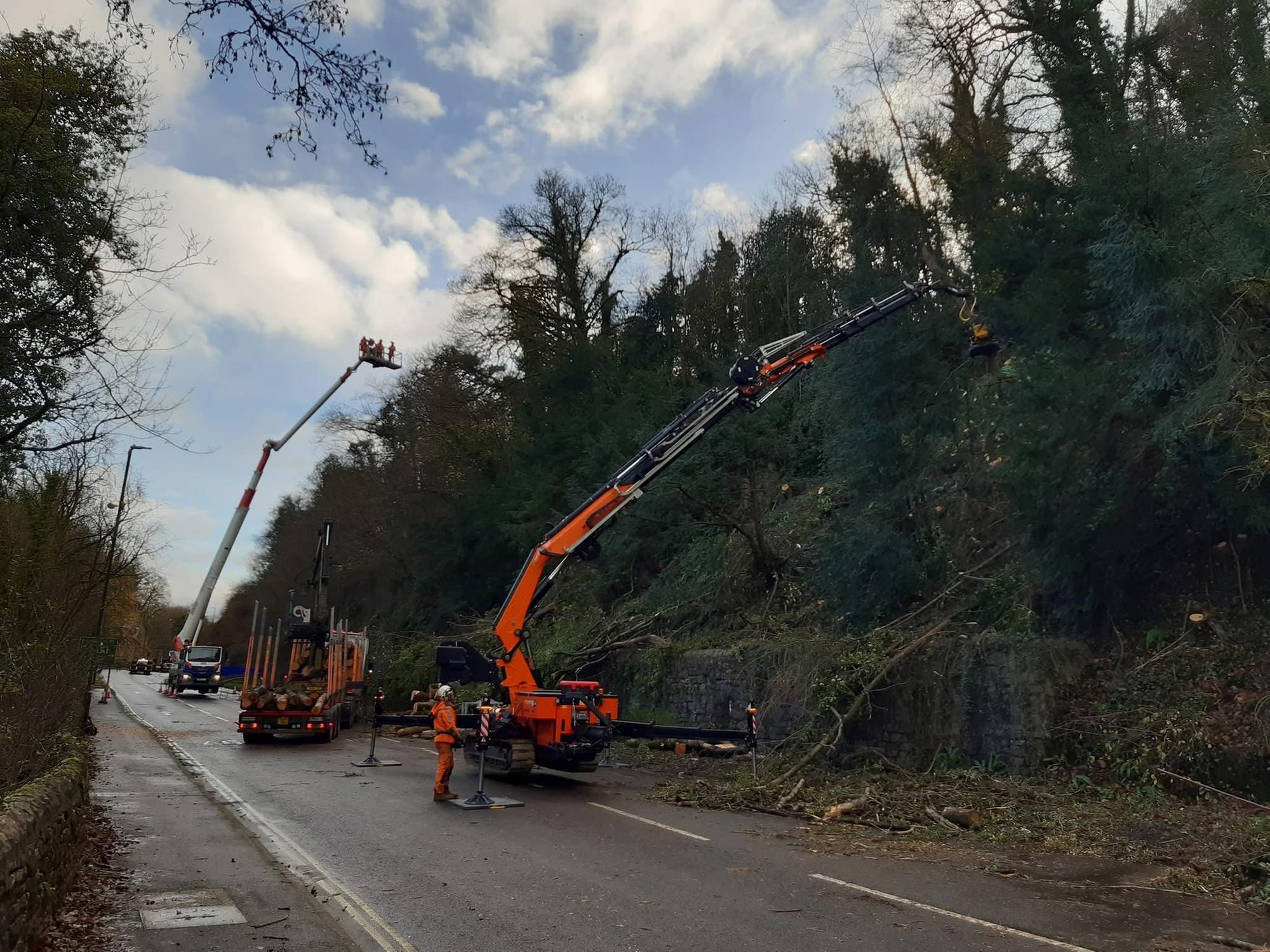 Busy Derbyshire A-road reopens after falling tree hit car during Storm ...