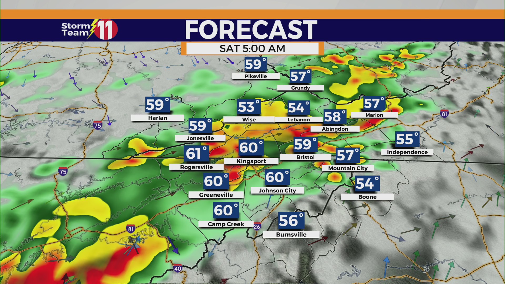 A gloomy and mild day with a chance of thunderstorms tonight