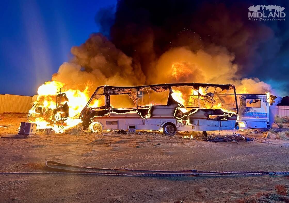 Fire destroys four vacant RV campers in West Midland