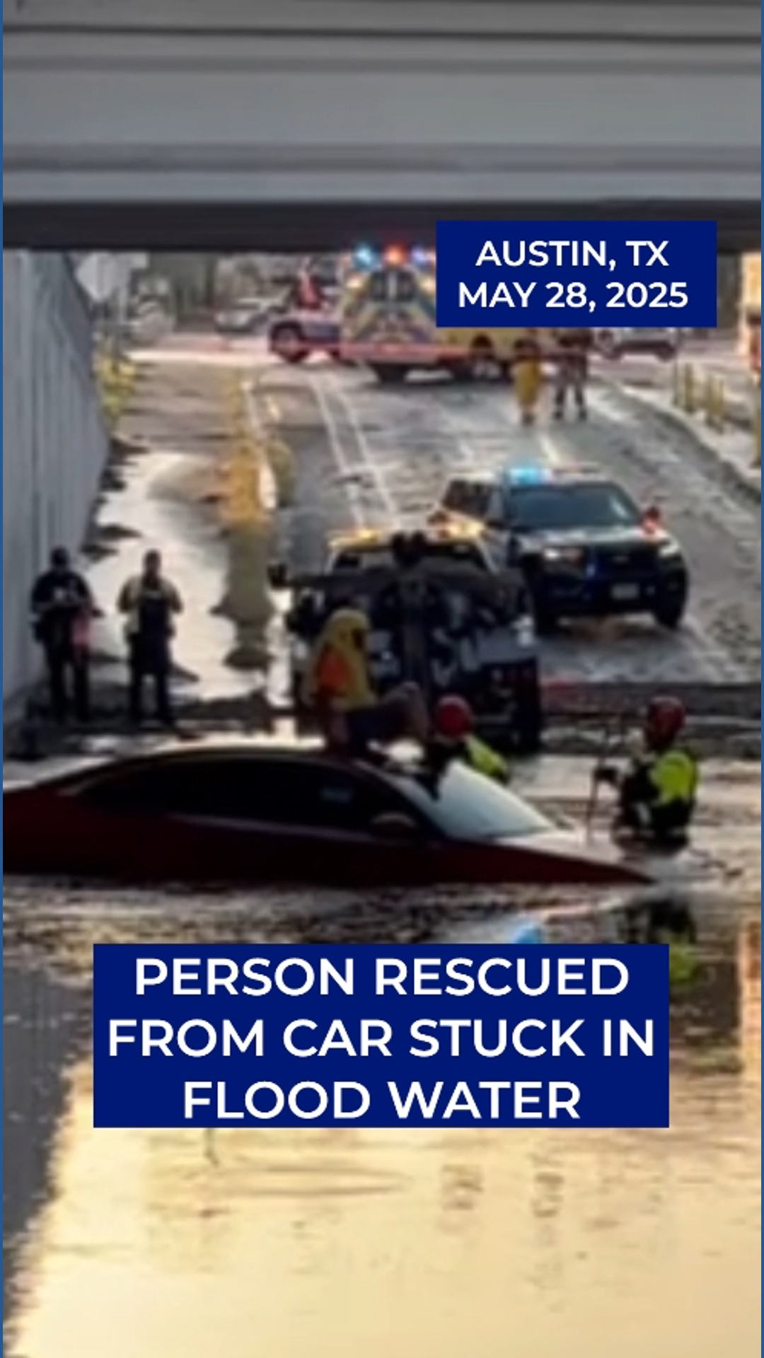 Turn around, don't drown! Person rescued from car stuck in flood water