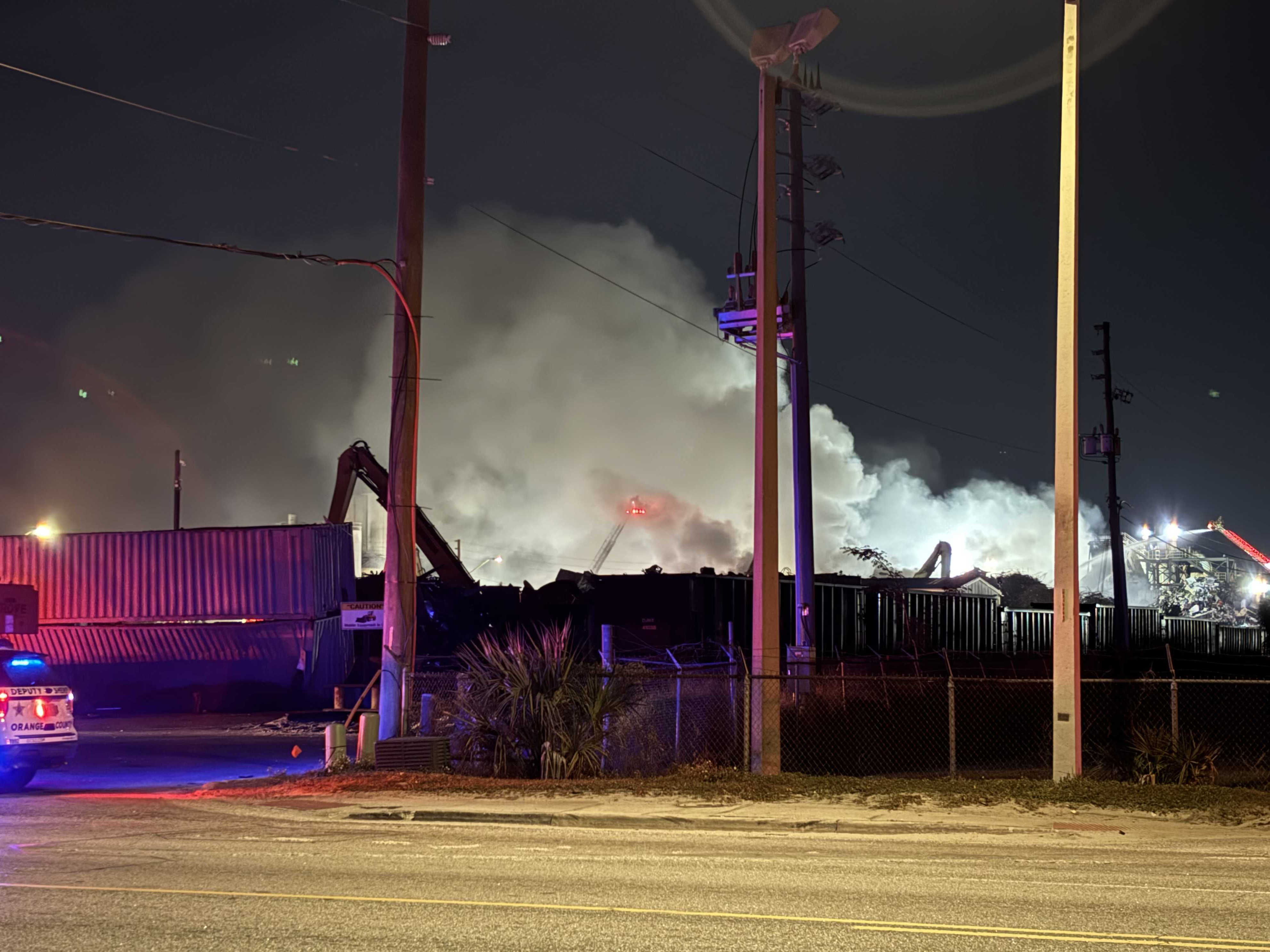 Fire crews respond to large blaze at Orange County recycling plant