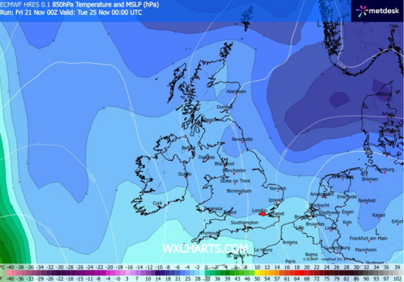 UK weather maps turn icy blue and reveal exact date -6C freeze hits ...