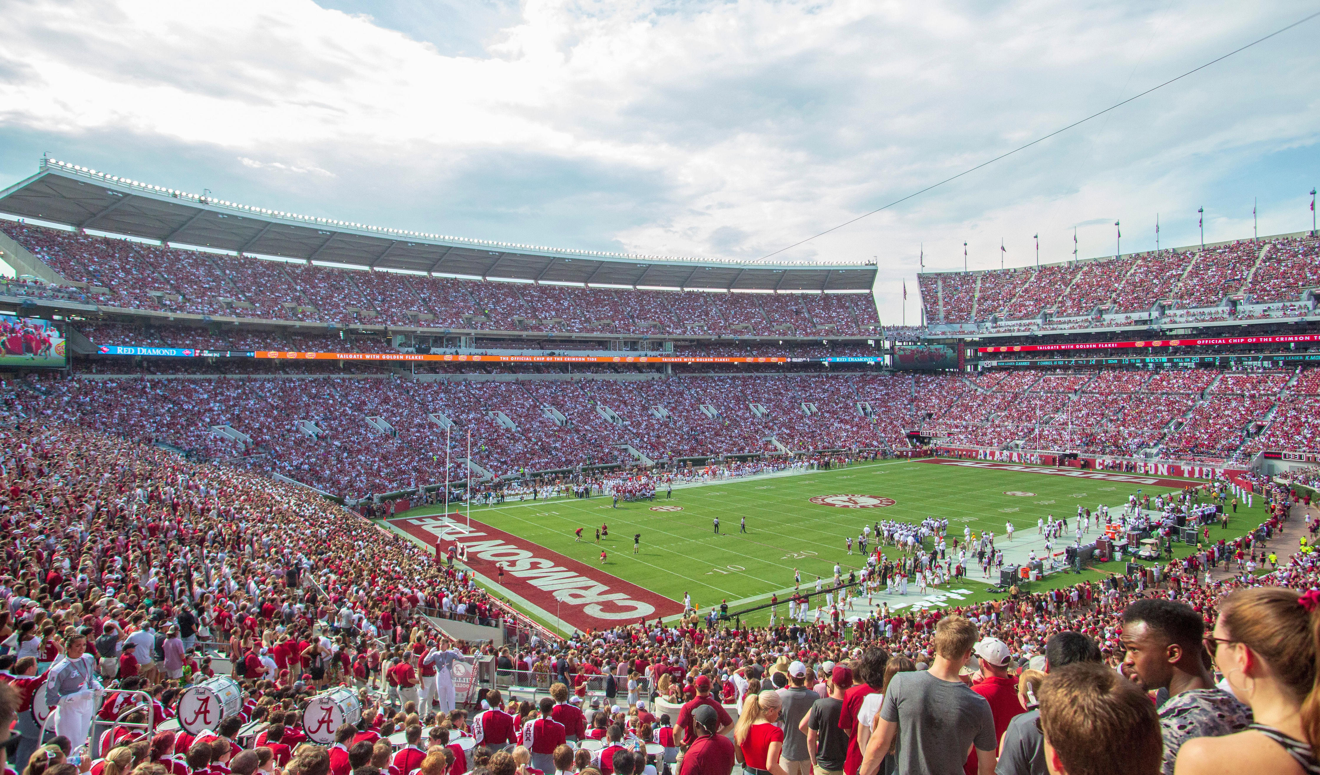 The view from the Million Dollar Band's perspective in Bryant Denny Stadium. Million Dollar Band