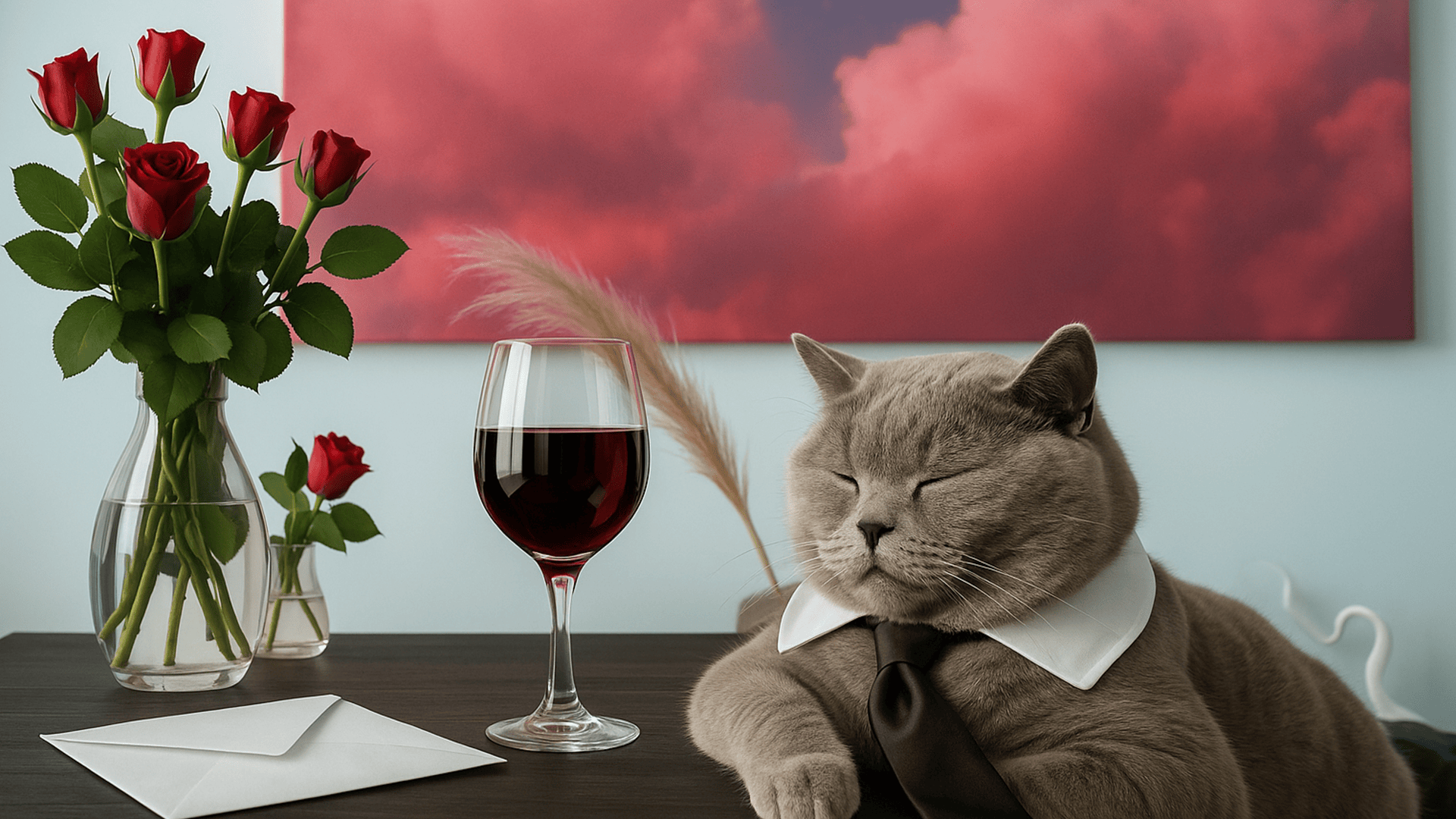 A Fancy Cat Enjoying a Classy Evening