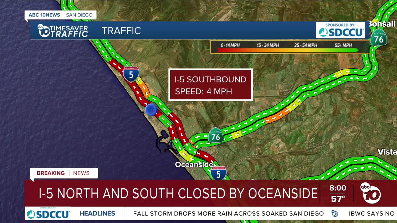 I-5 closed due to police activity in Oceanside