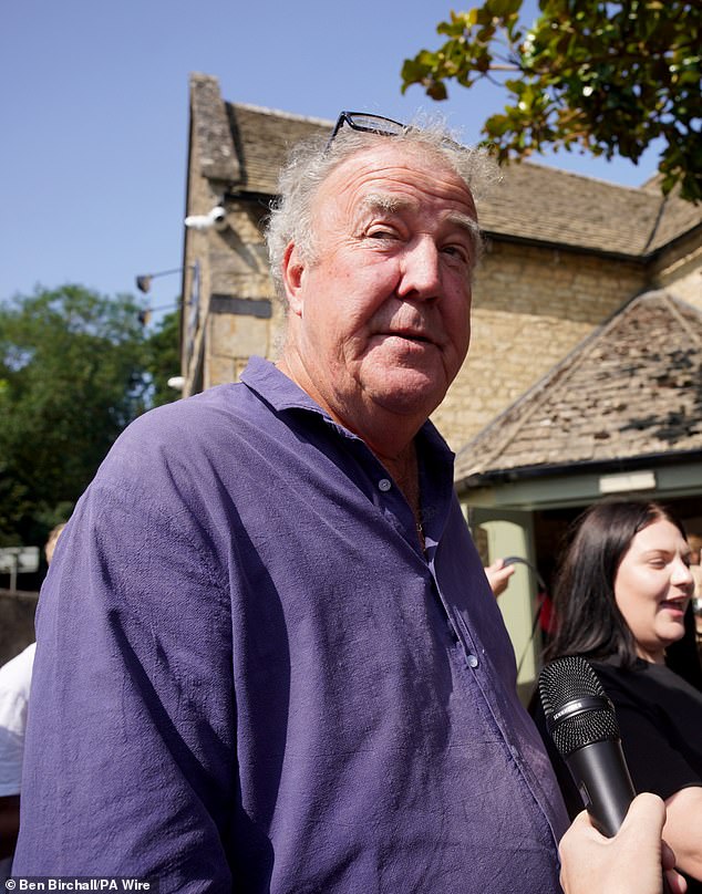 Clarkson has been forced to install the huge metal cover to protect important archaeological remains which have been located beneath the pub's overflow car park