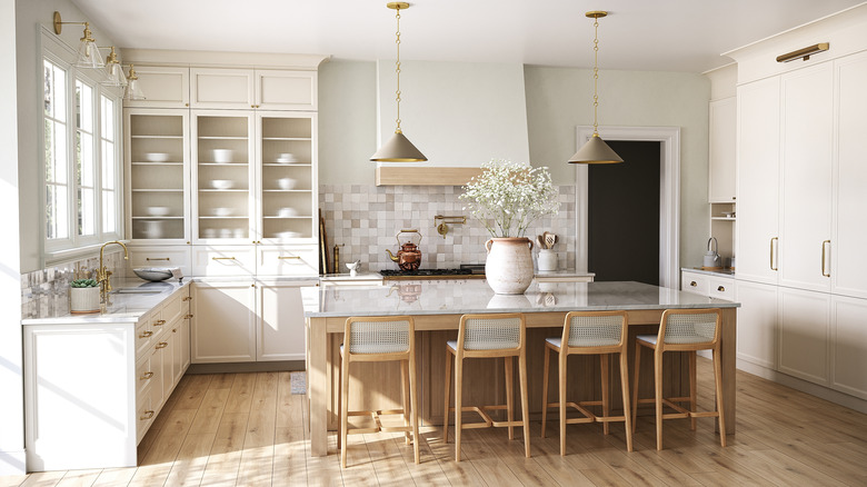 Elegant and minimalist white kitchen